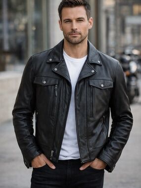 🏍️ Men’s Harley Davidson Vintage Leather Motorcycle Jacket